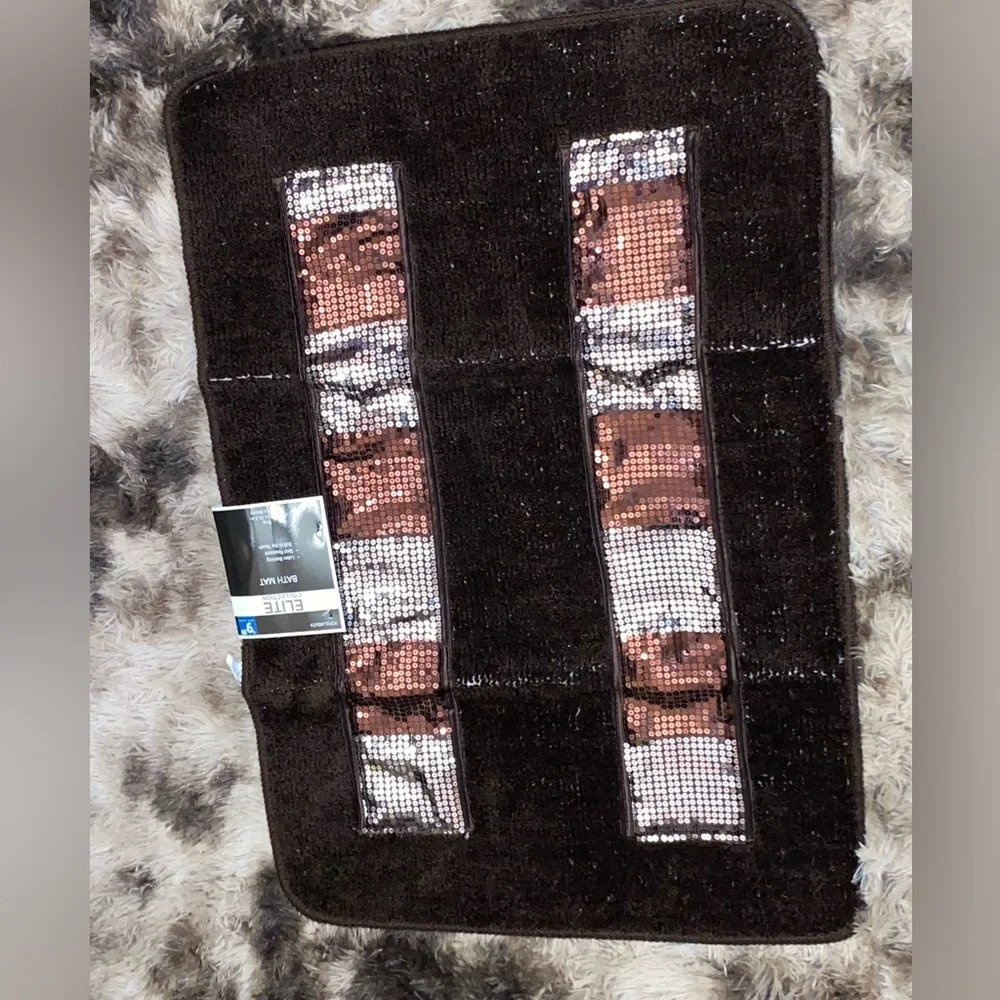 Luxury elite, brown, and gold shimmer Bathroom Mat Set.